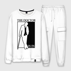 Мужской костюм хлопок с принтом The doctor is in в городе Новоалтайск, 100% хлопок | на свитшоте круглая горловина, мягкая резинка по низу. Брюки заужены к низу, на них два вида карманов: два “обычных” по бокам и два объемных, с клапанами, расположенные ниже линии бедра. Брюки с мягкой трикотажной резинкой на поясе и по низу штанин. В поясе для дополнительного комфорта — широкие завязки | everybody lies | house | house md | все врут | доктор хауз | доктор хаус | хаус | хью лори