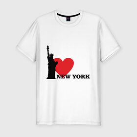 Мужская футболка премиум с принтом I love New York (NY Freedom) в городе Новоалтайск, 92% хлопок, 8% лайкра | приталенный силуэт, круглый вырез ворота, длина до линии бедра, короткий рукав | america | cша | new york | usa | америка | нью йорк | статуя свободы