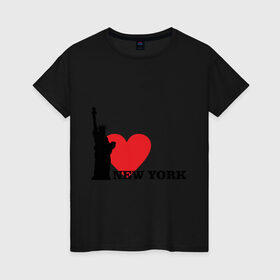 Женская футболка хлопок с принтом I love New York (NY Freedom) в городе Новоалтайск, 100% хлопок | прямой крой, круглый вырез горловины, длина до линии бедер, слегка спущенное плечо | america | cша | new york | usa | америка | нью йорк | статуя свободы