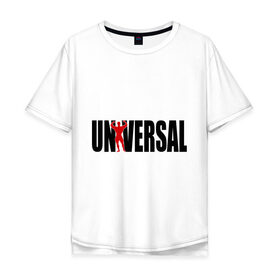 Мужская футболка хлопок Oversize с принтом Universal bodybilding в городе Новоалтайск, 100% хлопок | свободный крой, круглый ворот, “спинка” длиннее передней части | body building | bodybuilding | боди билдинг | бодибилдер | бодибилдинг | качок | пауэрлифтинг | сила | силовой спорт