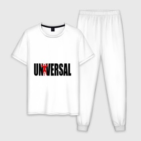 Мужская пижама хлопок с принтом Universal bodybilding в городе Новоалтайск, 100% хлопок | брюки и футболка прямого кроя, без карманов, на брюках мягкая резинка на поясе и по низу штанин
 | body building | bodybuilding | боди билдинг | бодибилдер | бодибилдинг | качок | пауэрлифтинг | сила | силовой спорт