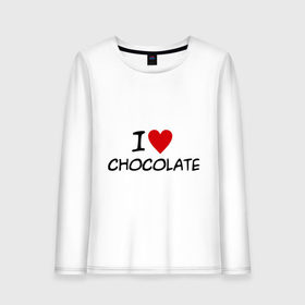 Женский лонгслив хлопок с принтом Chocolate в городе Новоалтайск, 100% хлопок |  | chocolate | i love | вкуснятина | конфеты | люблю шоколад | сладкое | сладкоежка | сладости | шоколад | шоколадный
