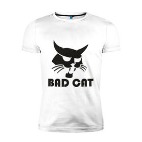 Мужская футболка премиум с принтом Bad cat в городе Новоалтайск, 92% хлопок, 8% лайкра | приталенный силуэт, круглый вырез ворота, длина до линии бедра, короткий рукав | bad cat | киса | коты | кошка | кошки