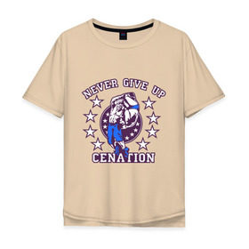 Мужская футболка хлопок Oversize с принтом WWE John Cena Never Give Up в городе Новоалтайск, 100% хлопок | свободный крой, круглый ворот, “спинка” длиннее передней части | wwe | бои без правил | джон сина