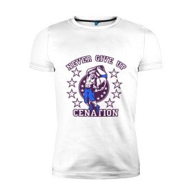 Мужская футболка премиум с принтом WWE John Cena  Never Give Up  (2) в городе Новоалтайск, 92% хлопок, 8% лайкра | приталенный силуэт, круглый вырез ворота, длина до линии бедра, короткий рукав | wwe | бои без правил | джон сина