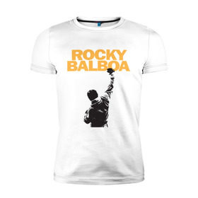 Мужская футболка премиум с принтом Рокки (Rocky Balboa) в городе Новоалтайск, 92% хлопок, 8% лайкра | приталенный силуэт, круглый вырез ворота, длина до линии бедра, короткий рукав | емельяненко