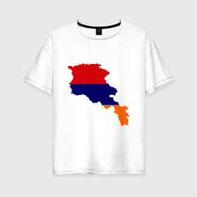 Женская футболка хлопок Oversize с принтом Armenia map в городе Новоалтайск, 100% хлопок | свободный крой, круглый ворот, спущенный рукав, длина до линии бедер
 | armenia | armenia map | armenia mapкарта армении | map | армения | армения карта | армянин