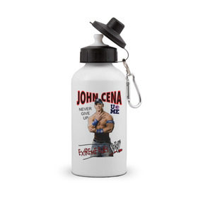 Бутылка спортивная с принтом John Cena Extreme Rules в городе Новоалтайск, металл | емкость — 500 мл, в комплекте две пластиковые крышки и карабин для крепления | wwe | бои без правил | джон сина