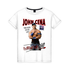 Женская футболка хлопок с принтом John Cena Extreme Rules в городе Новоалтайск, 100% хлопок | прямой крой, круглый вырез горловины, длина до линии бедер, слегка спущенное плечо | wwe | бои без правил | джон сина