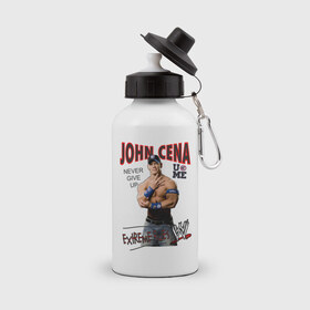 Бутылка спортивная с принтом John Cena Extreme Rules в городе Новоалтайск, металл | емкость — 500 мл, в комплекте две пластиковые крышки и карабин для крепления | джон сина