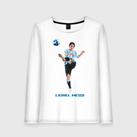 Женский лонгслив хлопок с принтом Lionel Messi - Argentina в городе Новоалтайск, 100% хлопок |  | argentina | barselona | footballplayer | lionel mess | аргентина | барселона | болельщикам | евро 2012 | лионель месси | футбол | футболист