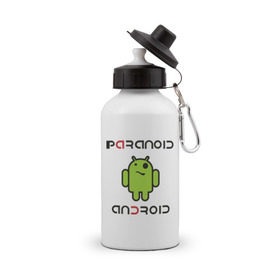 Бутылка спортивная с принтом Paranoid android в городе Новоалтайск, металл | емкость — 500 мл, в комплекте две пластиковые крышки и карабин для крепления | paranoid android | админу | андроид | параноик | прикольные