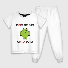 Детская пижама хлопок с принтом Paranoid android в городе Новоалтайск, 100% хлопок |  брюки и футболка прямого кроя, без карманов, на брюках мягкая резинка на поясе и по низу штанин
 | paranoid android | админу | андроид | параноик | прикольные