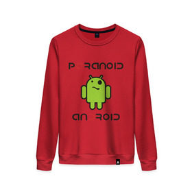 Женский свитшот хлопок с принтом Paranoid android в городе Новоалтайск, 100% хлопок | прямой крой, круглый вырез, на манжетах и по низу широкая трикотажная резинка  | paranoid android | админу | андроид | параноик | прикольные