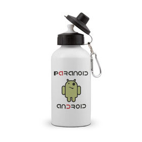 Бутылка спортивная с принтом Paranoid android в городе Новоалтайск, металл | емкость — 500 мл, в комплекте две пластиковые крышки и карабин для крепления | 