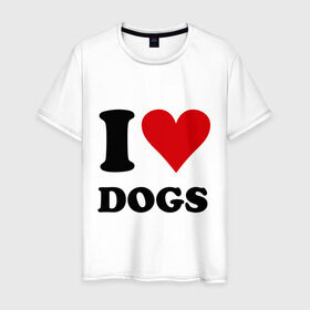 Мужская футболка хлопок с принтом I love dogs - Я люблю собак в городе Новоалтайск, 100% хлопок | прямой крой, круглый вырез горловины, длина до линии бедер, слегка спущенное плечо. | dogs | i love | пес | песики | собак | собаки | собачка | я люблю
