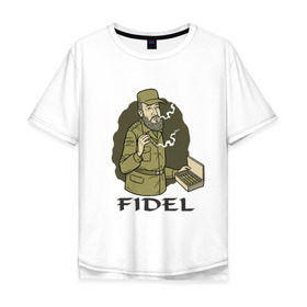 Мужская футболка хлопок Oversize с принтом Fidel Castro - Фидель Кастро в городе Новоалтайск, 100% хлопок | свободный крой, круглый ворот, “спинка” длиннее передней части | castro | cuba | fidel | кастро | куба | лидер | фидель