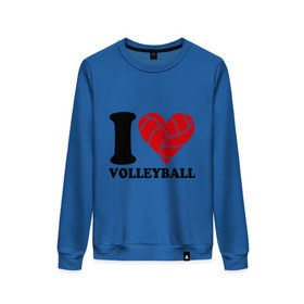 Женский свитшот хлопок с принтом I love volleyball - Я люблю волейбол в городе Новоалтайск, 100% хлопок | прямой крой, круглый вырез, на манжетах и по низу широкая трикотажная резинка  | волейбол