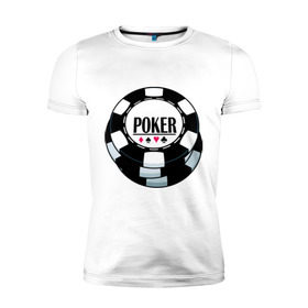 Мужская футболка премиум с принтом Poker (2) в городе Новоалтайск, 92% хлопок, 8% лайкра | приталенный силуэт, круглый вырез ворота, длина до линии бедра, короткий рукав | play | poker | азарт | игра | казино | карты | масть | пики | покер | фишка | фишки