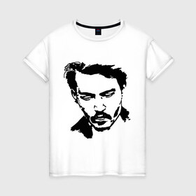 Женская футболка хлопок с принтом Jonny Depp в городе Новоалтайск, 100% хлопок | прямой крой, круглый вырез горловины, длина до линии бедер, слегка спущенное плечо | depp | johnny depp | jonny depp | депп | джек воробей