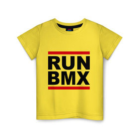 Детская футболка хлопок с принтом RUN BMX в городе Новоалтайск, 100% хлопок | круглый вырез горловины, полуприлегающий силуэт, длина до линии бедер | bmx | велик | вело | велогонки | велорейсинг | велосипед | спортивный велосипед | фрирайд | эктрим
