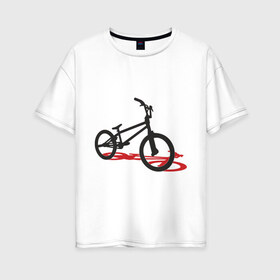Женская футболка хлопок Oversize с принтом BMX 1 в городе Новоалтайск, 100% хлопок | свободный крой, круглый ворот, спущенный рукав, длина до линии бедер
 | bmx | велик | вело | велогонки | велорейсинг | велосипед | спортивный велосипед | фрирайд | эктрим