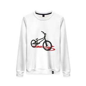 Женский свитшот хлопок с принтом BMX 1 в городе Новоалтайск, 100% хлопок | прямой крой, круглый вырез, на манжетах и по низу широкая трикотажная резинка  | bmx | велик | вело | велогонки | велорейсинг | велосипед | спортивный велосипед | фрирайд | эктрим