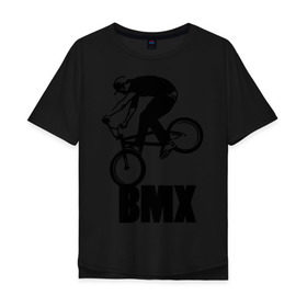 Мужская футболка хлопок Oversize с принтом BMX 3 в городе Новоалтайск, 100% хлопок | свободный крой, круглый ворот, “спинка” длиннее передней части | bmx | free style | бмэкс | велик | вело | велосипедист | фристайл | экстрим | экстримальный