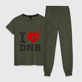 Женская пижама хлопок с принтом I love drum and bass (2) в городе Новоалтайск, 100% хлопок | брюки и футболка прямого кроя, без карманов, на брюках мягкая резинка на поясе и по низу штанин | Тематика изображения на принте: dram | drun | dub | dubstep. дабстеп | step | даб | дапстеп | драм | пластинка | проигрыватель | степ | трек
