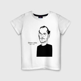 Детская футболка хлопок с принтом Steve Jobs в городе Новоалтайск, 100% хлопок | круглый вырез горловины, полуприлегающий силуэт, длина до линии бедер | apple | mac | steve jobs | мак | стив джоббс | стив джобс | стив джопс | стивен джобс | эпл