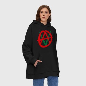 Худи SuperOversize хлопок с принтом Anarho-vegan в городе Новоалтайск, 70% хлопок, 30% полиэстер, мягкий начес внутри | карман-кенгуру, эластичная резинка на манжетах и по нижней кромке, двухслойный капюшон
 | анархия | веган | вегетарианец