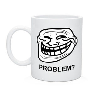 Кружка с принтом Trollface. Problem? Проблемы? в городе Новоалтайск, керамика | объем — 330 мл, диаметр — 80 мм. Принт наносится на бока кружки, можно сделать два разных изображения | троллинг | троль