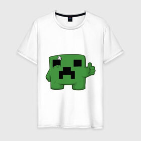 Мужская футболка хлопок с принтом Minecraft green в городе Новоалтайск, 100% хлопок | прямой крой, круглый вырез горловины, длина до линии бедер, слегка спущенное плечо. | крипер