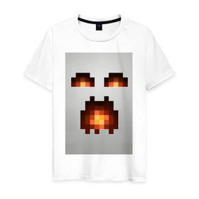 Мужская футболка хлопок с принтом Minecraft white в городе Новоалтайск, 100% хлопок | прямой крой, круглый вырез горловины, длина до линии бедер, слегка спущенное плечо. | крипер