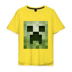 Мужская футболка хлопок Oversize с принтом Мinecraft creeper в городе Новоалтайск, 100% хлопок | свободный крой, круглый ворот, “спинка” длиннее передней части | крипер