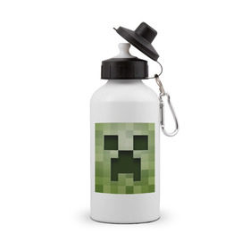 Бутылка спортивная с принтом Мinecraft creeper в городе Новоалтайск, металл | емкость — 500 мл, в комплекте две пластиковые крышки и карабин для крепления | крипер