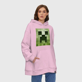 Худи SuperOversize хлопок с принтом Мinecraft creeper в городе Новоалтайск, 70% хлопок, 30% полиэстер, мягкий начес внутри | карман-кенгуру, эластичная резинка на манжетах и по нижней кромке, двухслойный капюшон
 | крипер