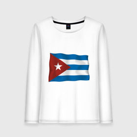 Женский лонгслив хлопок с принтом Куба флаг в городе Новоалтайск, 100% хлопок |  | cuba | куба | куба афиша | кубинский флаг | республика куба | флаг | флаг кубы | флаги