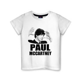 Детская футболка хлопок с принтом Paul McCartney (Пол МакКартни) в городе Новоалтайск, 100% хлопок | круглый вырез горловины, полуприлегающий силуэт, длина до линии бедер | beatles | mccartney | the beatles | битлз | битлс | битлы | маккартни