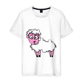 Мужская футболка хлопок с принтом Овца (Sheep) в городе Новоалтайск, 100% хлопок | прямой крой, круглый вырез горловины, длина до линии бедер, слегка спущенное плечо. | sheep | баран | барашек | животные | овечка | овца