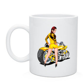 Кружка с принтом The excellent bike & sexy girl (2) в городе Новоалтайск, керамика | объем — 330 мл, диаметр — 80 мм. Принт наносится на бока кружки, можно сделать два разных изображения | байк | девушка | для байкеров | красивая девушка | мото | мотоцикл | супер мотоцикл | супермотоцикл