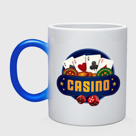 Кружка хамелеон с принтом Casino - Казино в городе Новоалтайск, керамика | меняет цвет при нагревании, емкость 330 мл | casino | азарт | азартные игры | блек джек | игра | игральные кости | казино | карты | колода | кубики | лас вегас | рулетка | фишки