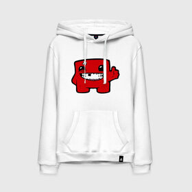 Мужская толстовка хлопок с принтом Super Meat Boy в городе Новоалтайск, френч-терри, мягкий теплый начес внутри (100% хлопок) | карман-кенгуру, эластичные манжеты и нижняя кромка, капюшон с подкладом и шнурком | meatboy