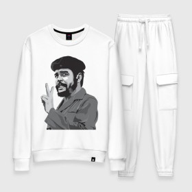 Женский костюм хлопок с принтом Peace Che Guevara в городе Новоалтайск, 100% хлопок | на свитшоте круглая горловина, мягкая резинка по низу. Брюки заужены к низу, на них два вида карманов: два 