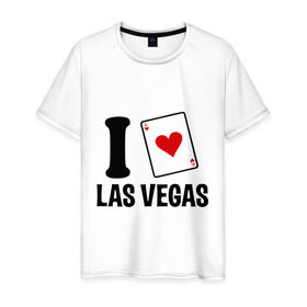 Мужская футболка хлопок с принтом I Love Las Vegas в городе Новоалтайск, 100% хлопок | прямой крой, круглый вырез горловины, длина до линии бедер, слегка спущенное плечо. | i love | азартные игры | америка | вегас | казино | карты | колода | лас | рулетка | туз