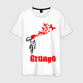 Мужская футболка хлопок с принтом Grunge в городе Новоалтайск, 100% хлопок | прямой крой, круглый вырез горловины, длина до линии бедер, слегка спущенное плечо. | clipart | grunge | urban style | бабочки | без головый | гранж | графика | клип арт | клипарт | кровь | нет головы | пистоолет | принт | урбан стайл