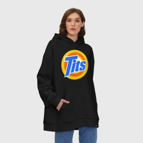 Худи SuperOversize хлопок с принтом Tits (Титьки) в городе Новоалтайск, 70% хлопок, 30% полиэстер, мягкий начес внутри | карман-кенгуру, эластичная резинка на манжетах и по нижней кромке, двухслойный капюшон
 | груди | грудь | стиральный | тайд
