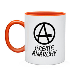 Кружка двухцветная с принтом Create anarchy в городе Новоалтайск, керамика | объем — 330 мл, диаметр — 80 мм. Цветная ручка и кайма сверху, в некоторых цветах — вся внутренняя часть | heavy metal | metal | muse | pank | punk | rock | trash metal | альтернатива | анархия | квартет | лица | метал | панк | рок | рок группа | рок группы | трэш метал | хеви метал