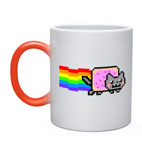 Кружка хамелеон с принтом Nyan Cat в городе Новоалтайск, керамика | меняет цвет при нагревании, емкость 330 мл | nyan cat | интернет приколы | кошка | нян кэт