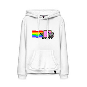 Мужская толстовка хлопок с принтом Nyan Cat в городе Новоалтайск, френч-терри, мягкий теплый начес внутри (100% хлопок) | карман-кенгуру, эластичные манжеты и нижняя кромка, капюшон с подкладом и шнурком | nyan cat | интернет приколы | кошка | нян кэт